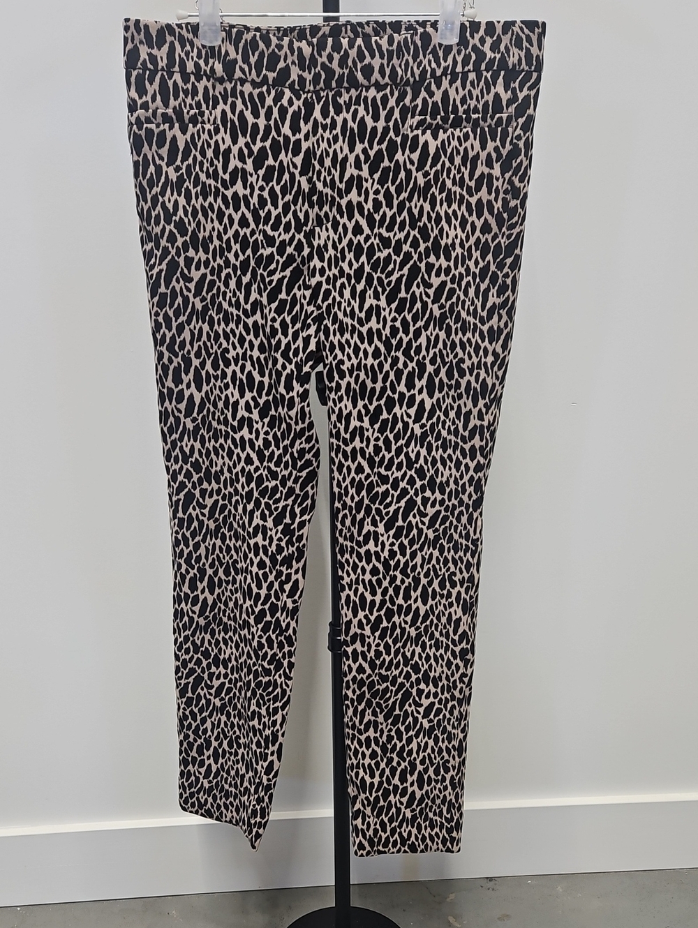 Banana Republic Black and Beige Animal-Print Sloan Pants